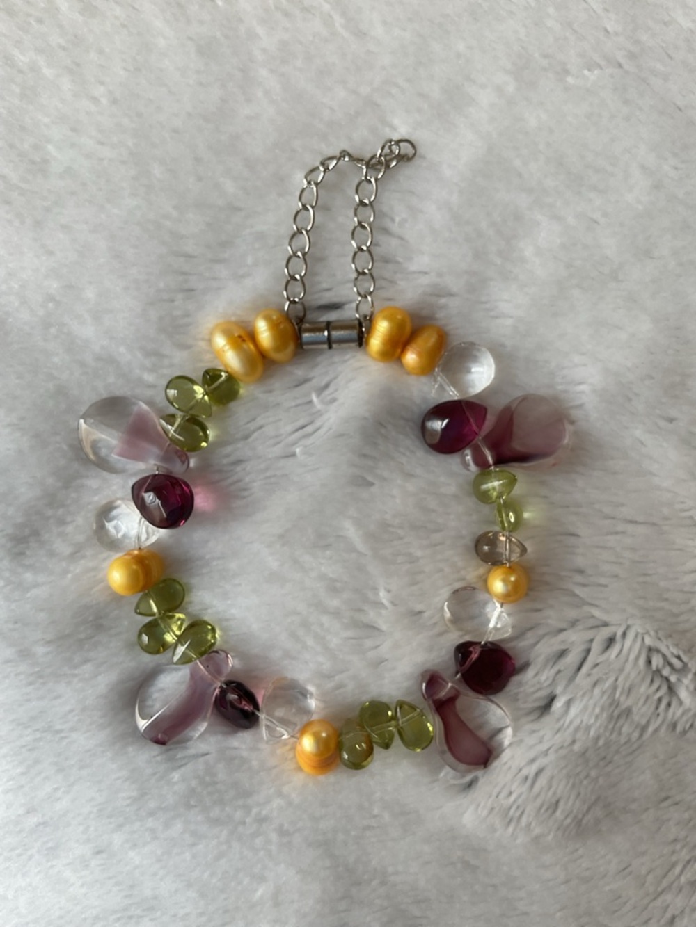 Colorful Gem Bracelet with Safety Magnetic Closure